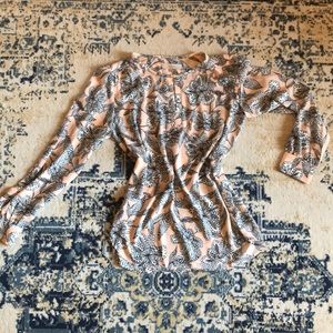 Loft Peach and Black floral blouse